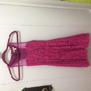 Pink lace mini dress